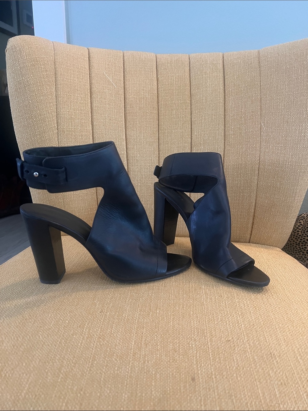 Vince Black Open-Toe Ankle Wrap Block Heel Sandals